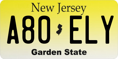 NJ license plate A80ELY