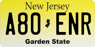 NJ license plate A80ENR