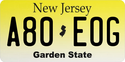 NJ license plate A80EOG