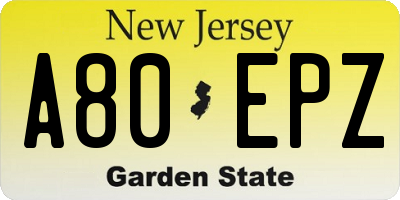 NJ license plate A80EPZ