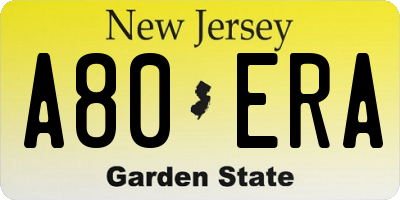 NJ license plate A80ERA