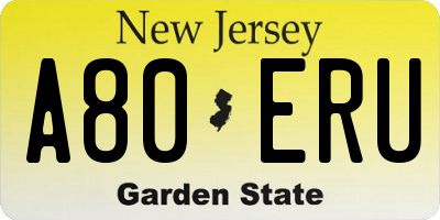 NJ license plate A80ERU
