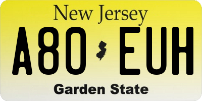NJ license plate A80EUH