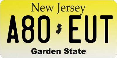 NJ license plate A80EUT