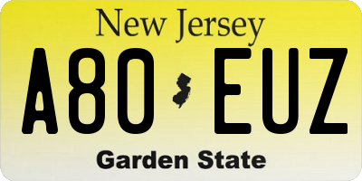 NJ license plate A80EUZ