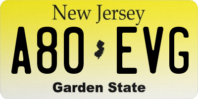 NJ license plate A80EVG