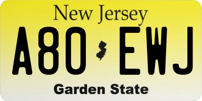 NJ license plate A80EWJ