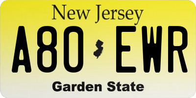 NJ license plate A80EWR