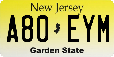 NJ license plate A80EYM
