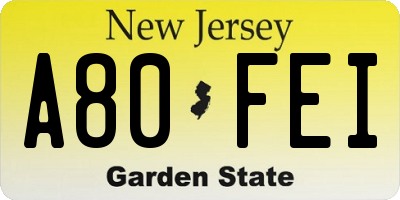 NJ license plate A80FEI