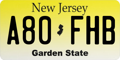 NJ license plate A80FHB