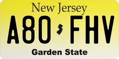 NJ license plate A80FHV