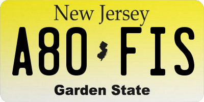 NJ license plate A80FIS