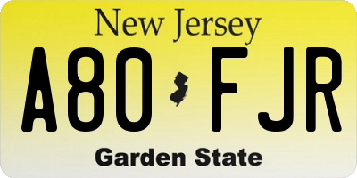 NJ license plate A80FJR