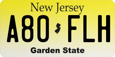 NJ license plate A80FLH