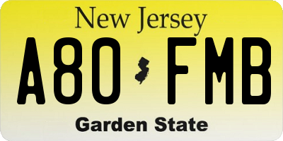 NJ license plate A80FMB