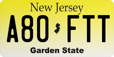 NJ license plate A80FTT