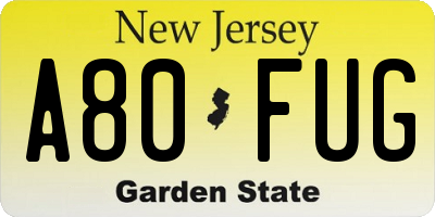 NJ license plate A80FUG