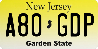 NJ license plate A80GDP