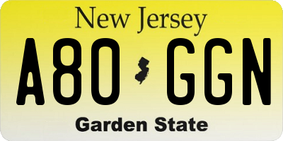 NJ license plate A80GGN