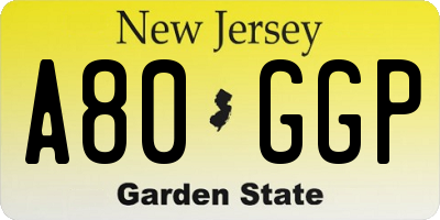 NJ license plate A80GGP