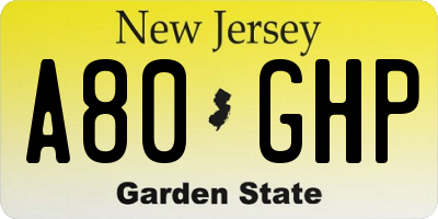 NJ license plate A80GHP