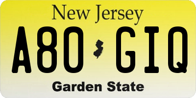 NJ license plate A80GIQ