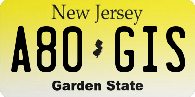 NJ license plate A80GIS
