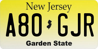 NJ license plate A80GJR