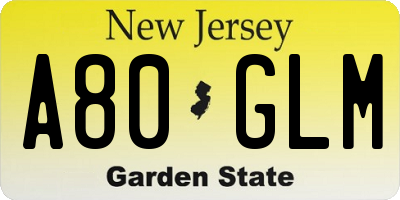 NJ license plate A80GLM
