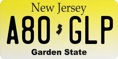 NJ license plate A80GLP