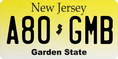 NJ license plate A80GMB