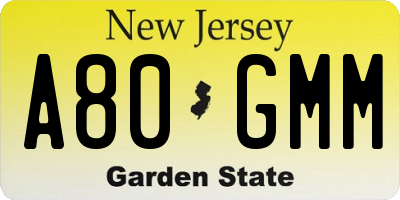 NJ license plate A80GMM