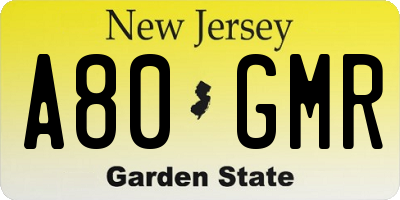 NJ license plate A80GMR