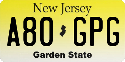 NJ license plate A80GPG