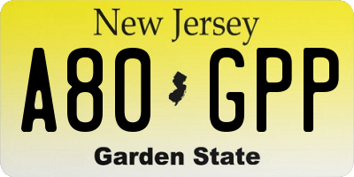 NJ license plate A80GPP