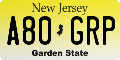 NJ license plate A80GRP