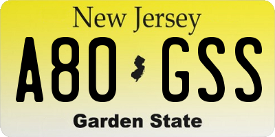 NJ license plate A80GSS
