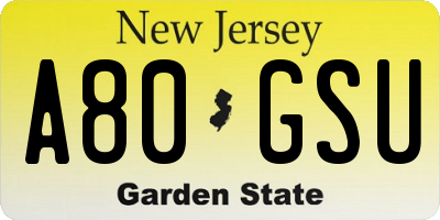 NJ license plate A80GSU