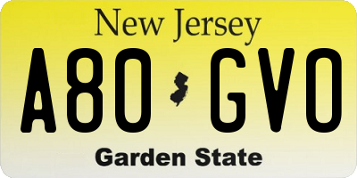 NJ license plate A80GVO