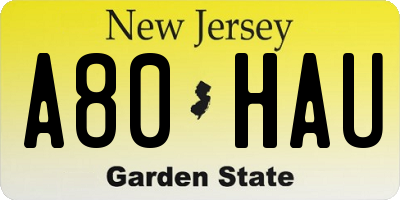 NJ license plate A80HAU