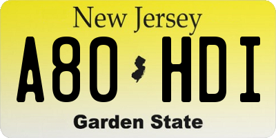 NJ license plate A80HDI