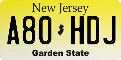NJ license plate A80HDJ