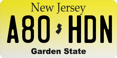 NJ license plate A80HDN