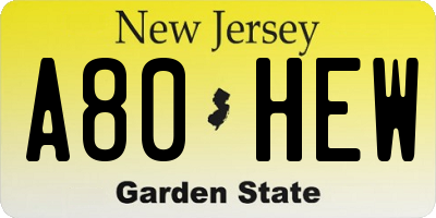 NJ license plate A80HEW