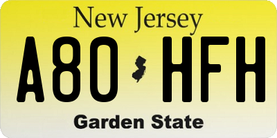 NJ license plate A80HFH