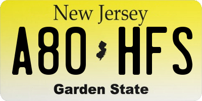 NJ license plate A80HFS
