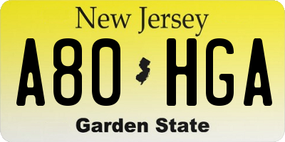 NJ license plate A80HGA