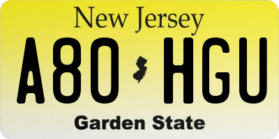 NJ license plate A80HGU