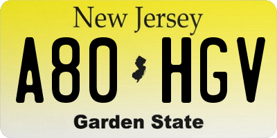 NJ license plate A80HGV
